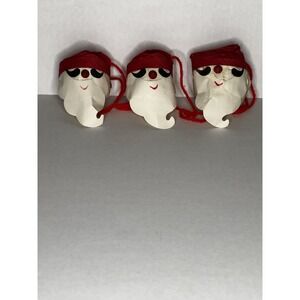 3 Vintage Christmas Crepe Paper Santa Head Ornaments Japan 1950's